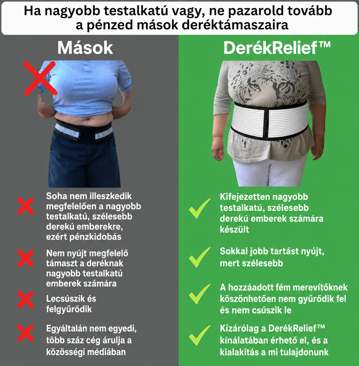DerékRelief® Dupla kompressziós hát- és csípőstabilizáló merevítő